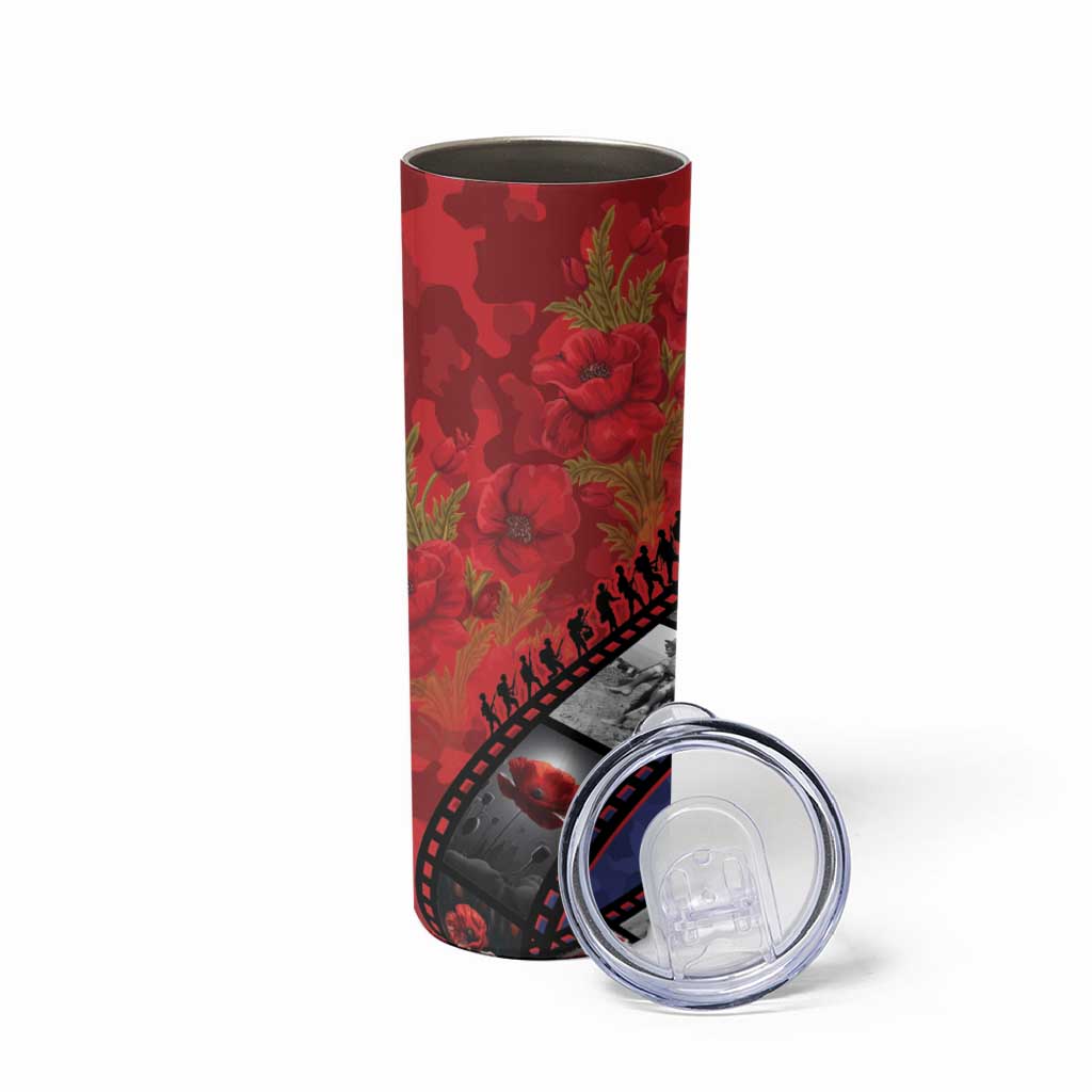 Personalised ANZAC Spirit 1915-2026 Filmstrip Tribute Skinny Tumbler Lest We Forget 25 April LT9 - Polynesian Pride