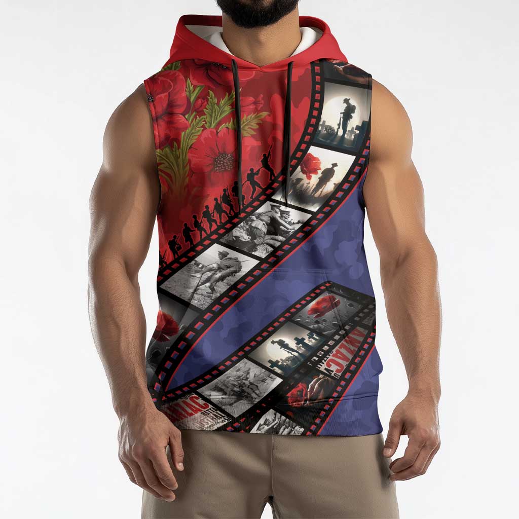 Personalised ANZAC Spirit 1915-2026 Filmstrip Tribute Sleeveless Hoodie Lest We Forget 25 April