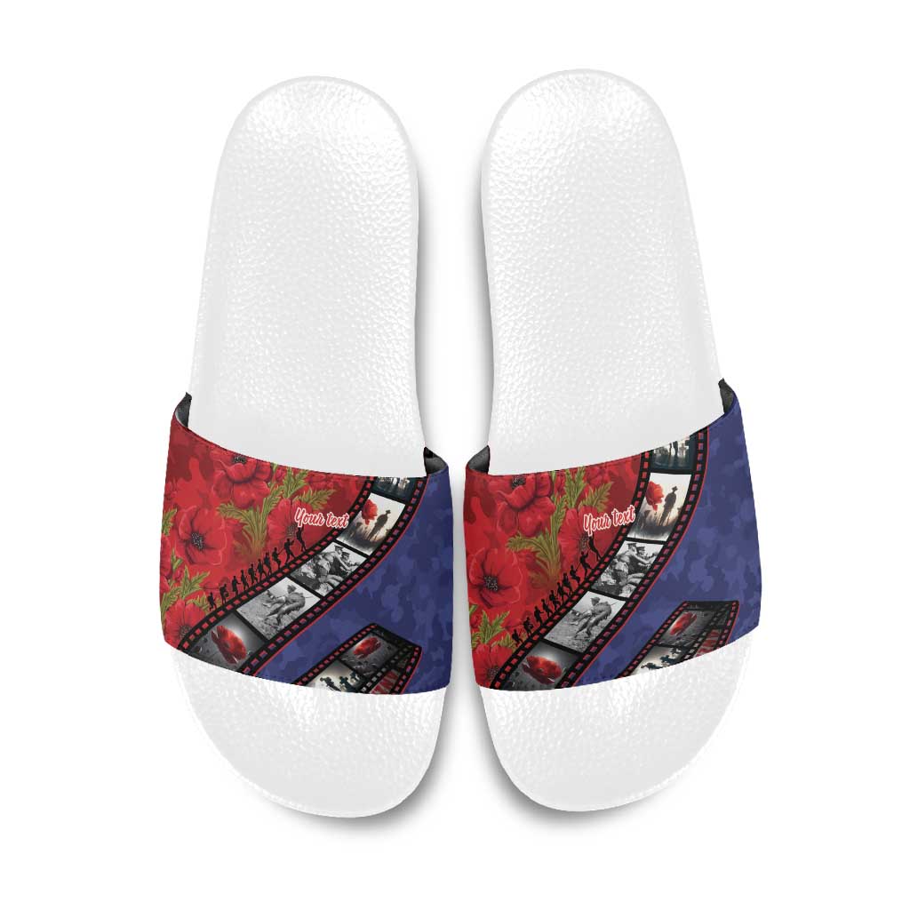 Personalised ANZAC Spirit 1915-2026 Filmstrip Tribute Slide Sandals Lest We Forget 25 April LT9 Red - Polynesian Pride