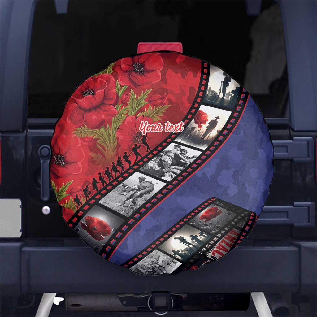 Personalised ANZAC Spirit 1915-2026 Filmstrip Tribute Spare Tire Cover Lest We Forget 25 April LT9 No hole Red - Polynesian Pride