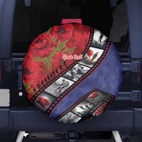 Personalised ANZAC Spirit 1915-2026 Filmstrip Tribute Spare Tire Cover Lest We Forget 25 April LT9 No hole Red - Polynesian Pride