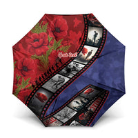 Personalised ANZAC Spirit 1915-2026 Filmstrip Tribute Umbrella Lest We Forget 25 April LT9 One Size Folded 11.42 inch Opened Diameter 37.4 inch Red - Polynesian Pride