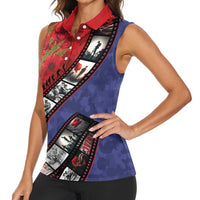 Personalised ANZAC Spirit 1915-2026 Filmstrip Tribute Women Sleeveless Polo Shirt Lest We Forget 25 April LT9 - Polynesian Pride