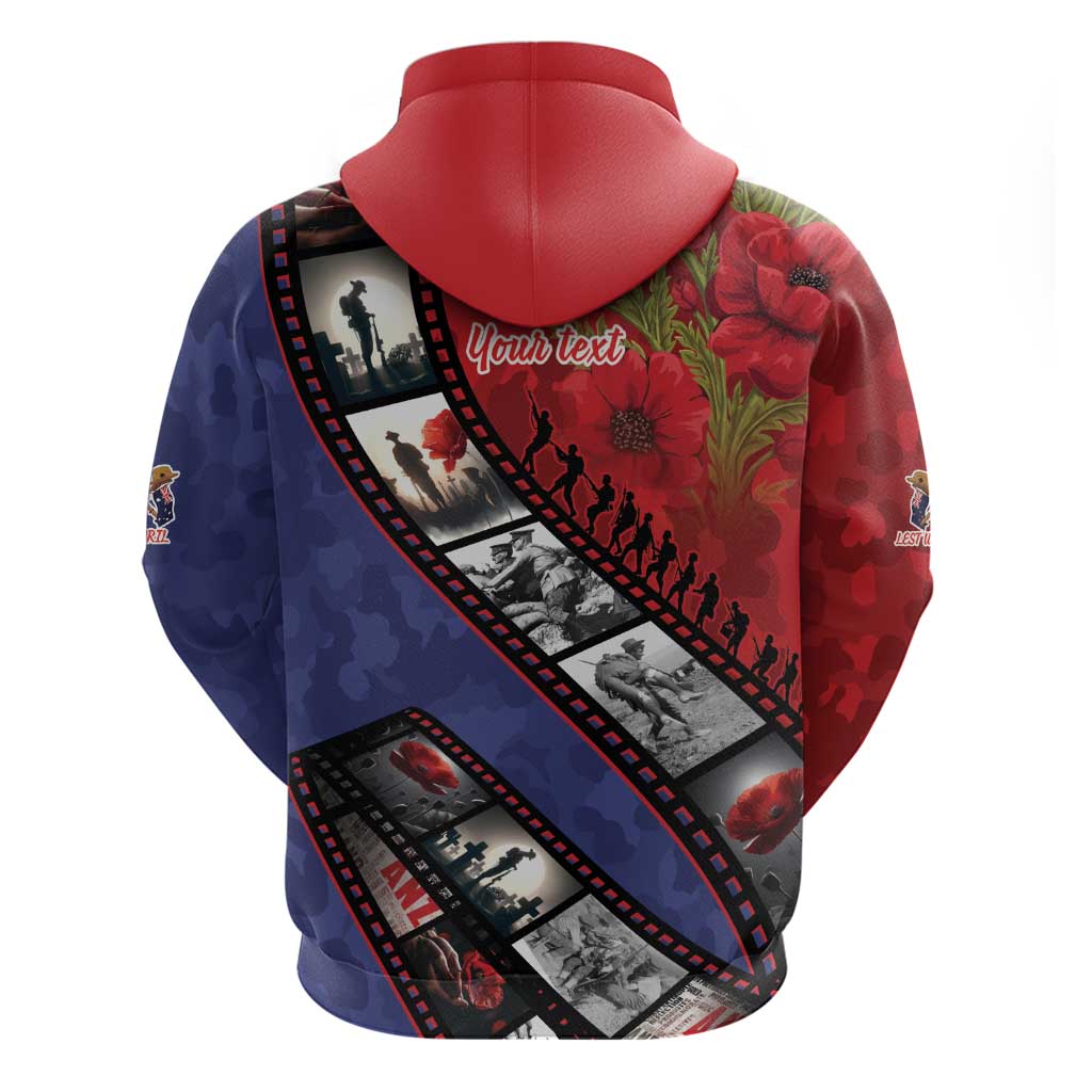 Personalised ANZAC Spirit 1915-2026 Filmstrip Tribute Zip Hoodie Lest We Forget 25 April LT9 - Polynesian Pride