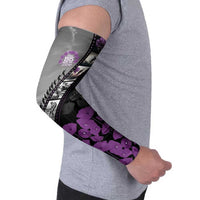 Personalised Remembering ANZAC Lest We Forget Arm Sleeves Vintage Film Frame Memorial Purple Poppy LT9 - Polynesian Pride