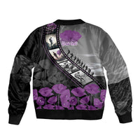 Personalised Remembering ANZAC Lest We Forget Bomber Jacket Vintage Film Frame Memorial Purple Poppy
