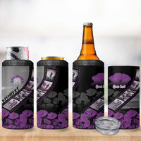 Personalised Remembering ANZAC Lest We Forget 4 in 1 Can Cooler Tumbler Vintage Film Frame Memorial Purple Poppy