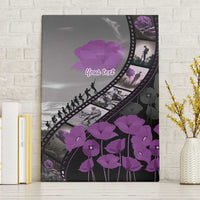 Personalised Remembering ANZAC Lest We Forget Canvas Wall Art Vintage Film Frame Memorial Purple Poppy LT9 Without Frame Purple - Polynesian Pride