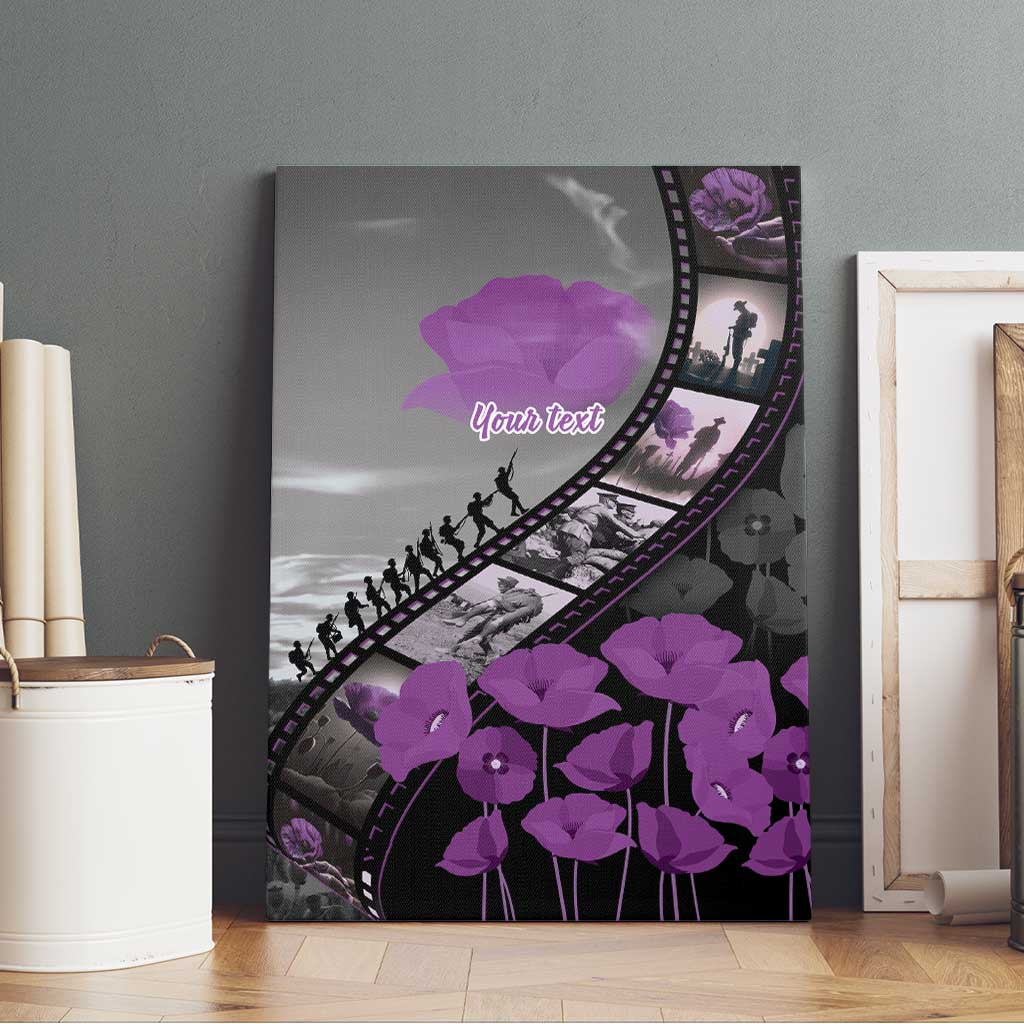 Personalised Remembering ANZAC Lest We Forget Canvas Wall Art Vintage Film Frame Memorial Purple Poppy LT9 - Polynesian Pride