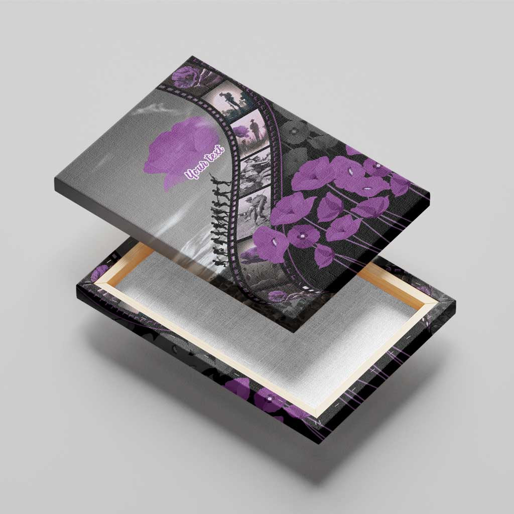 Personalised Remembering ANZAC Lest We Forget Canvas Wall Art Vintage Film Frame Memorial Purple Poppy LT9 - Polynesian Pride