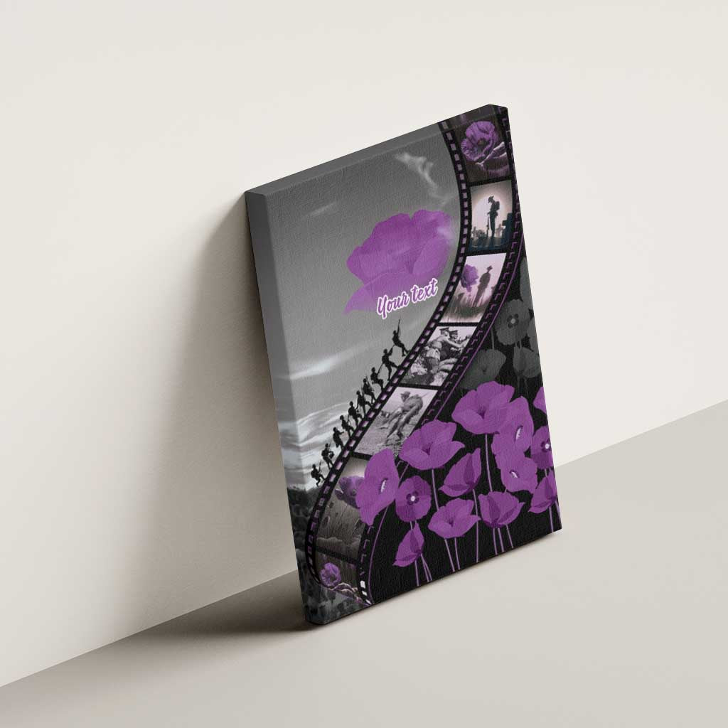 Personalised Remembering ANZAC Lest We Forget Canvas Wall Art Vintage Film Frame Memorial Purple Poppy LT9 - Polynesian Pride