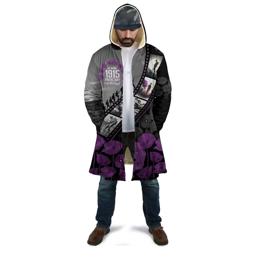 Personalised Remembering ANZAC Lest We Forget Cloak Vintage Film Frame Memorial Purple Poppy