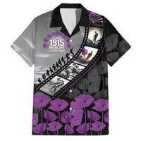 Personalised Remembering ANZAC Lest We Forget Family Matching Mermaid Dress and Hawaiian Shirt Vintage Film Frame Memorial Purple Poppy LT9 Dad's Shirt - Short Sleeve Purple - Polynesian Pride