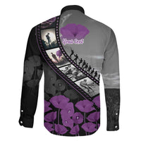 Personalised Remembering ANZAC Lest We Forget Family Matching Puletasi and Hawaiian Shirt Vintage Film Frame Memorial Purple Poppy LT9 - Polynesian Pride