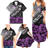 Personalised Remembering ANZAC Lest We Forget Family Matching Summer Maxi Dress and Hawaiian Shirt Vintage Film Frame Memorial Purple Poppy LT9 - Polynesian Pride