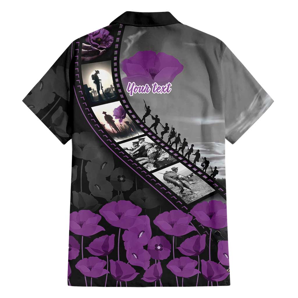 Personalised Remembering ANZAC Lest We Forget Family Matching Summer Maxi Dress and Hawaiian Shirt Vintage Film Frame Memorial Purple Poppy LT9 - Polynesian Pride