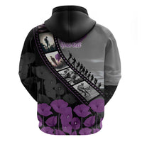Personalised Remembering ANZAC Lest We Forget Hoodie Vintage Film Frame Memorial Purple Poppy