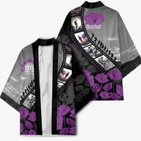Personalised Remembering ANZAC Lest We Forget Kimono Vintage Film Frame Memorial Purple Poppy