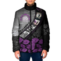Personalised Remembering ANZAC Lest We Forget Padded Jacket Vintage Film Frame Memorial Purple Poppy
