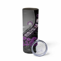 Personalised Remembering ANZAC Lest We Forget Skinny Tumbler Vintage Film Frame Memorial Purple Poppy LT9 - Polynesian Pride