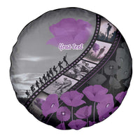 Personalised Remembering ANZAC Lest We Forget Spare Tire Cover Vintage Film Frame Memorial Purple Poppy LT9 - Polynesian Pride