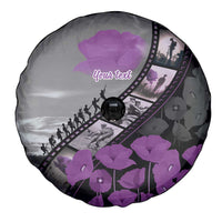 Personalised Remembering ANZAC Lest We Forget Spare Tire Cover Vintage Film Frame Memorial Purple Poppy LT9 - Polynesian Pride