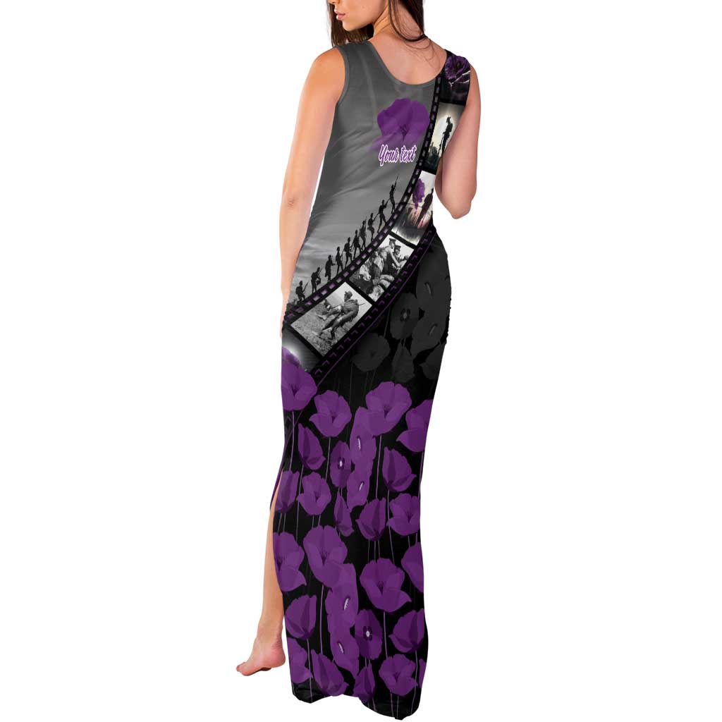 Personalised Remembering ANZAC Lest We Forget Tank Maxi Dress Vintage Film Frame Memorial Purple Poppy LT9 - Polynesian Pride