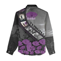 Personalised Remembering ANZAC Lest We Forget Women Casual Shirt Vintage Film Frame Memorial Purple Poppy