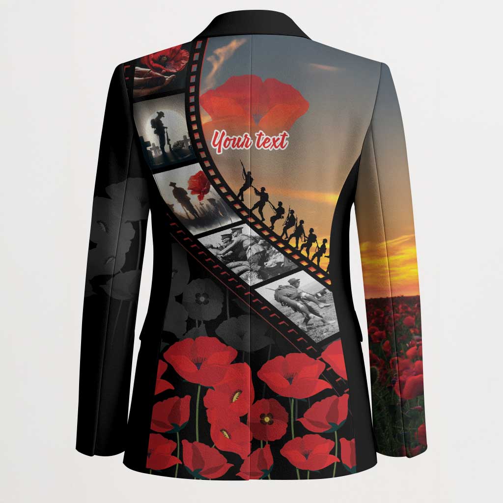 Personalised Remembering ANZAC Lest We Forget Blazer Vintage Film Frame Memorial Red Poppy