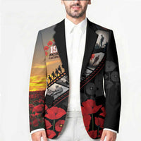 Personalised Remembering ANZAC Lest We Forget Blazer Vintage Film Frame Memorial Red Poppy