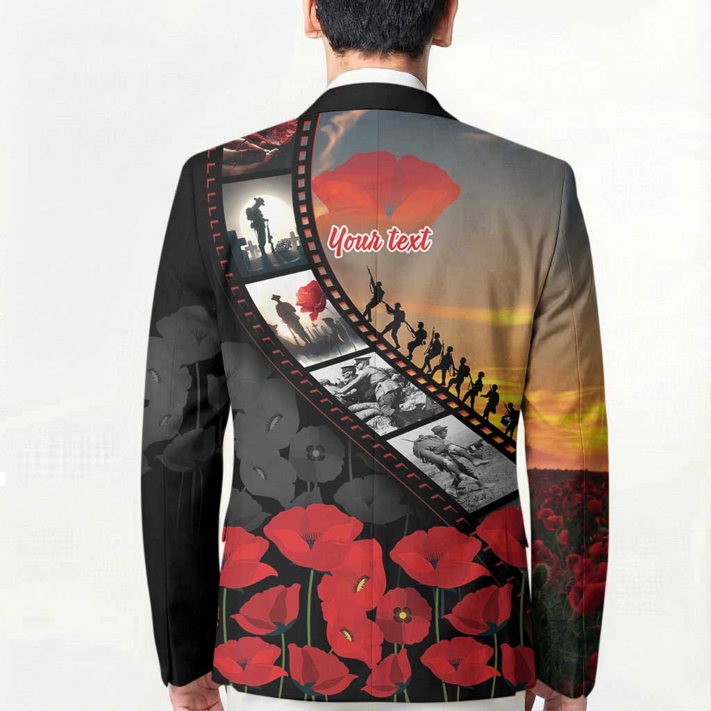 Personalised Remembering ANZAC Lest We Forget Blazer Vintage Film Frame Memorial Red Poppy