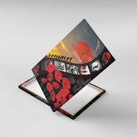 Personalised Remembering ANZAC Lest We Forget Canvas Wall Art Vintage Film Frame Memorial Red Poppy
