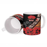 Personalised Remembering ANZAC Lest We Forget Ceramic Mug Vintage Film Frame Memorial Red Poppy
