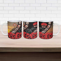 Personalised Remembering ANZAC Lest We Forget Ceramic Mug Vintage Film Frame Memorial Red Poppy