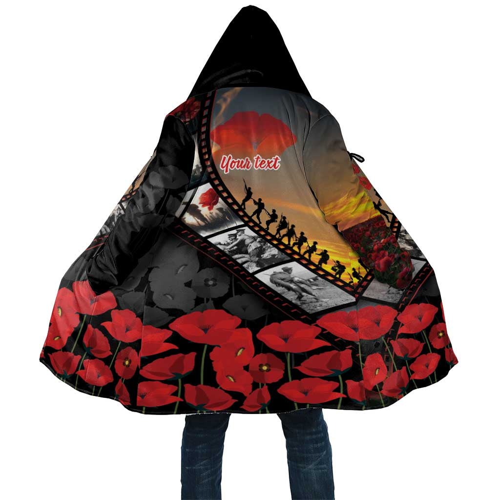 Personalised Remembering ANZAC Lest We Forget Cloak Vintage Film Frame Memorial Red Poppy