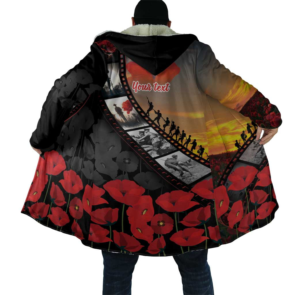 Personalised Remembering ANZAC Lest We Forget Cloak Vintage Film Frame Memorial Red Poppy