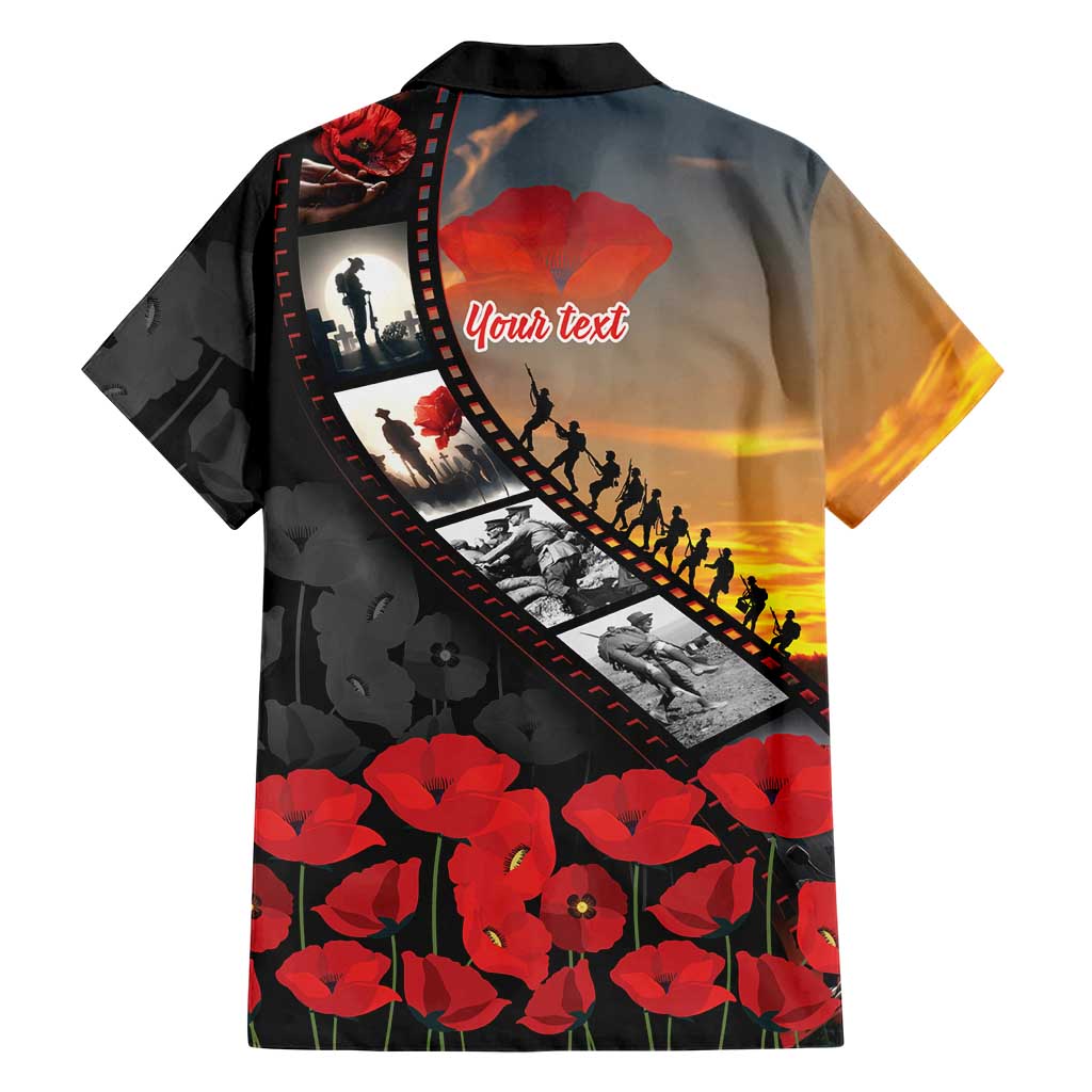 Personalised Remembering ANZAC Lest We Forget Family Matching Tank Maxi Dress and Hawaiian Shirt Vintage Film Frame Memorial Red Poppy LT9 - Polynesian Pride