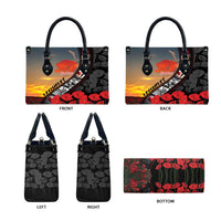 Personalised Remembering ANZAC Lest We Forget Leather Bag Vintage Film Frame Memorial Red Poppy