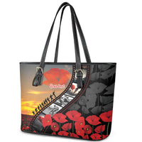 Personalised Remembering ANZAC Lest We Forget Leather Tote Bag Vintage Film Frame Memorial Red Poppy LT9 - Polynesian Pride