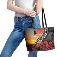 Personalised Remembering ANZAC Lest We Forget Leather Tote Bag Vintage Film Frame Memorial Red Poppy LT9 - Polynesian Pride