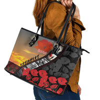 Personalised Remembering ANZAC Lest We Forget Leather Tote Bag Vintage Film Frame Memorial Red Poppy LT9 - Polynesian Pride