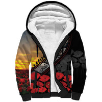 Personalised Remembering ANZAC Lest We Forget Sherpa Hoodie Vintage Film Frame Memorial Red Poppy