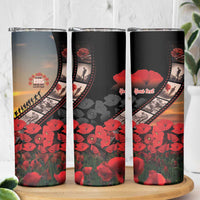 Personalised Remembering ANZAC Lest We Forget Skinny Tumbler Vintage Film Frame Memorial Red Poppy LT9 - Polynesian Pride