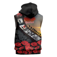 Personalised Remembering ANZAC Lest We Forget Sleeveless Hoodie Vintage Film Frame Memorial Red Poppy