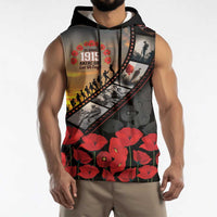 Personalised Remembering ANZAC Lest We Forget Sleeveless Hoodie Vintage Film Frame Memorial Red Poppy