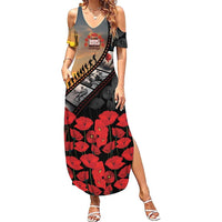 Personalised Remembering ANZAC Lest We Forget Summer Maxi Dress Vintage Film Frame Memorial Red Poppy LT9 Women Red - Polynesian Pride
