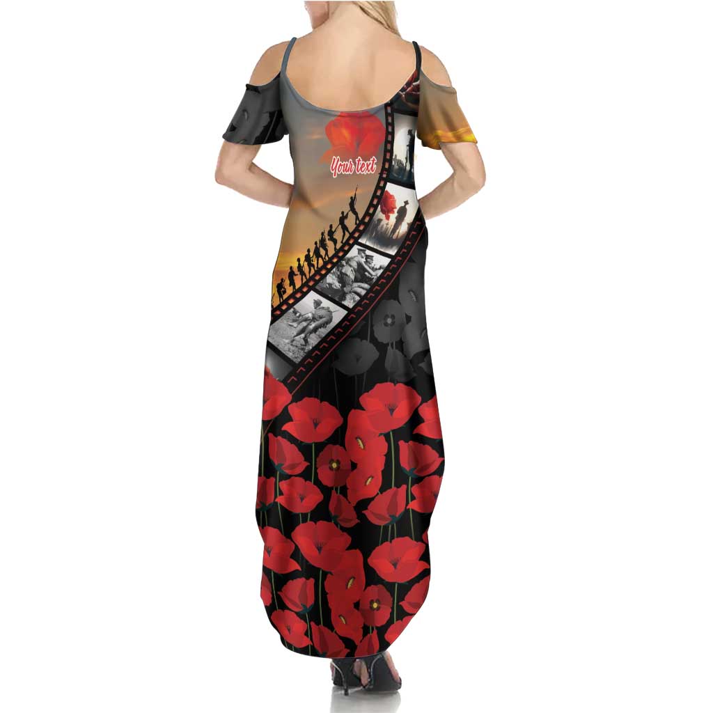 Personalised Remembering ANZAC Lest We Forget Summer Maxi Dress Vintage Film Frame Memorial Red Poppy LT9 - Polynesian Pride