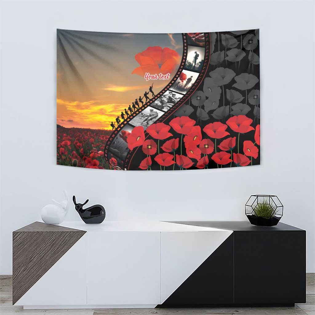 Personalised Remembering ANZAC Lest We Forget Tapestry Vintage Film Frame Memorial Red Poppy