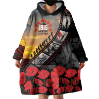 Personalised Remembering ANZAC Lest We Forget Wearable Blanket Hoodie Vintage Film Frame Memorial Red Poppy LT9 - Polynesian Pride