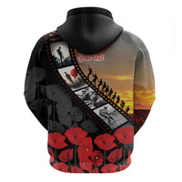 Personalised Remembering ANZAC Lest We Forget Zip Hoodie Vintage Film Frame Memorial Red Poppy LT9 - Polynesian Pride